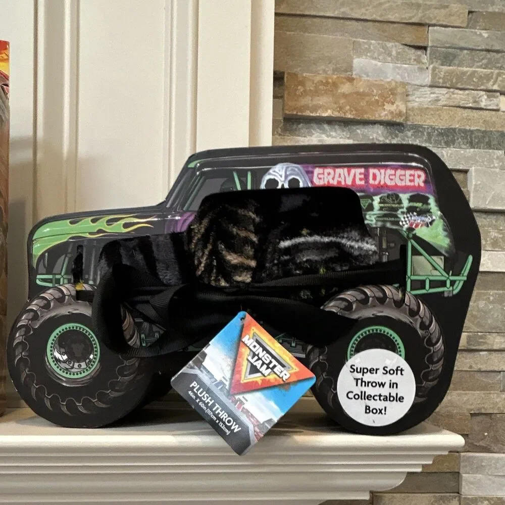 Collector’s Gravedigger Monster Jam Blanket & Monster Jam Truck Set Of 4
